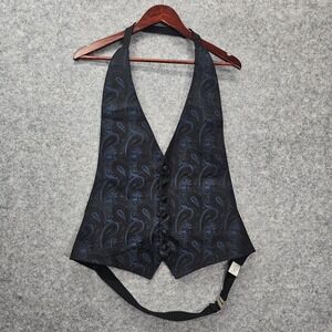 Tuxedo Vest Mens M 2XL Blue LORD WEST Paisley Backless Halter Formal Wedding USA